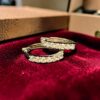 Pave 0.28 Cts Round Brilliant F/VS1 Diamonds Petite Hoop Earrings 18K White Gold
