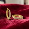 0.28 Cts Round Brilliant F/VS1 Diamonds Petite Hoop Earrings In 18K Yellow Gold