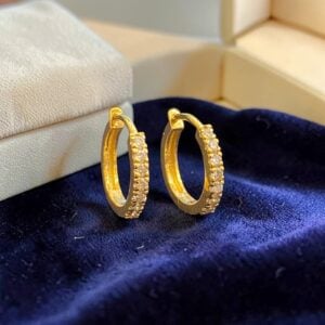 Home 11 0.28 Cts Round Brilliant F/VS1 Diamonds Petite Hoop Earrings In 18K Yellow Gold