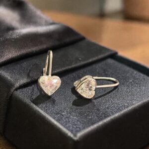 4 Cts GIA Certified Heart Shape F/VS1 Diamonds Bezel Set Drop Earrings 18KT Gold