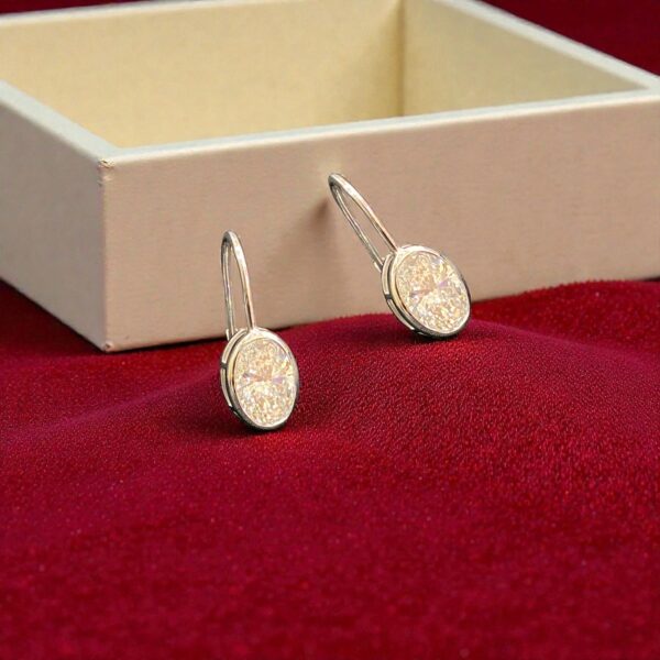 GIA Certified 5 Cts Oval Shape F/VS1 Diamonds Bezel Set Drop Earrings 18K Gold