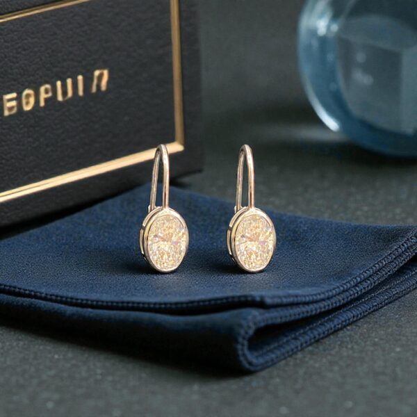 GIA Certified 5 Cts Oval Shape F/VS1 Diamonds Bezel Set Drop Earrings 18K Gold