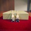 GIA Certified 9 Cts Round F/VS1 Diamonds Blue Sapphire Drop Earrings In 18K Gold
