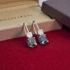 GIA Certified 9 Cts Round F/VS1 Diamonds Blue Sapphire Drop Earrings In 18K Gold
