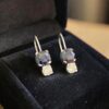 E-298 (25) 9 Carats GIA Certified Round F/VS1 Diamonds Blue Sapphire Drop Earrings 18K Gold
