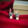 E-298 (27) 9 Carats GIA Certified Round F/VS1 Diamonds Blue Sapphire Drop Earrings 18K Gold