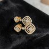 E-299 (18) Pave 2.22 Cts Round Princess Shape F/VS1 Diamonds Dangle Earrings 14K Rose Gold