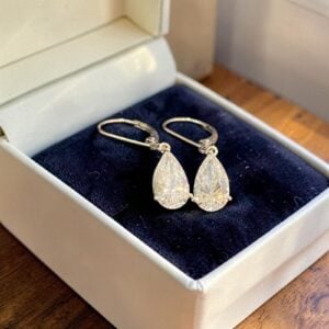 GIA Certified 4 Cts Pear Shape F/VS1 Diamonds Dangle Earrings In 18K White Gold