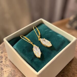 GIA Certified 3 Cts Marquise Shape Diamonds Leverback Drop Earrings In 18K Gold