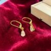 1 Cts GIA Certified Pear Shape F/VS1 Diamonds Dangle Earrings In 18K Yellow Gold