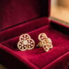 E-305 (22) Pavé 1.42 Cts Round Brilliant F/VS1 Diamonds Floral Stud Earrings 14K Rose Gold