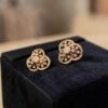 E-305 (23) Pavé 1.42 Cts Round Brilliant F/VS1 Diamonds Floral Stud Earrings 14K Rose Gold