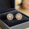 1.15 Cts Round Brilliant F/VS1 Diamonds Double Halo Stud Earrings 14K Rose Gold