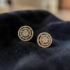 1.15 Cts Round Brilliant F/VS1 Diamonds Double Halo Stud Earrings 14K Rose Gold