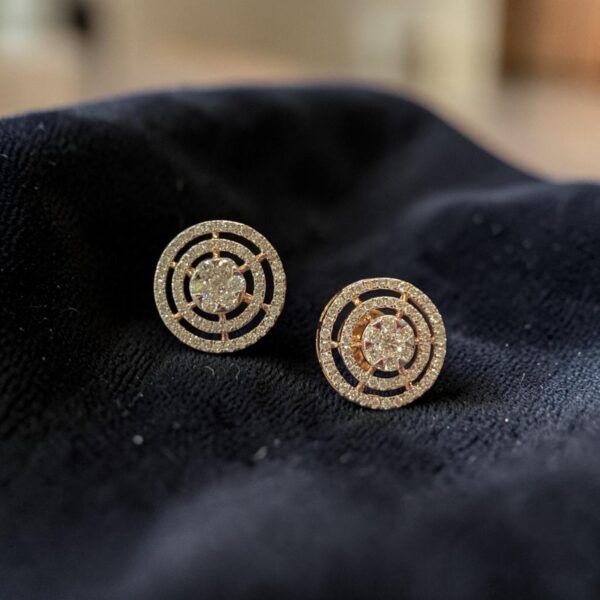 1.15 Cts Round Brilliant F/VS1 Diamonds Double Halo Stud Earrings 14K Rose Gold