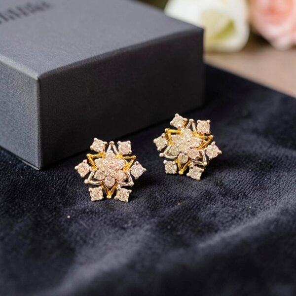 E-307 (18) Stunning 1.76 Cts Round Brilliant F/VS1 Diamonds Stud Earrings 14K Yellow Gold