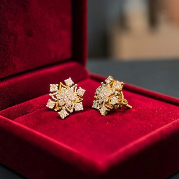 E-307 (19) Stunning 1.76 Cts Round Brilliant F/VS1 Diamonds Stud Earrings 14K Yellow Gold