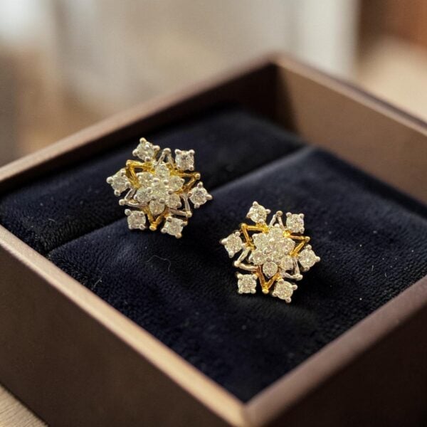 E-307 (20) Stunning 1.76 Cts Round Brilliant F/VS1 Diamonds Stud Earrings 14K Yellow Gold