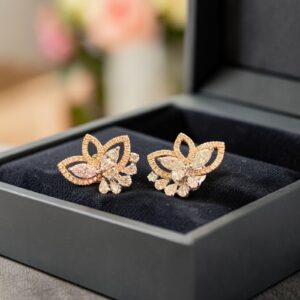 Home 12 Pavé 1.79 Cts Marquise Pear Round F/VS1 Diamonds Stud Earrings In 14K Rose Gold