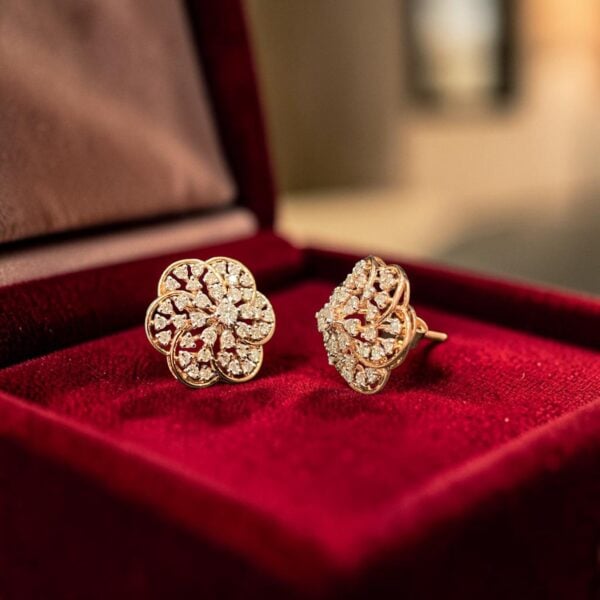 Graceful 1.46 Cts Round Brilliant F/VS1 Diamonds Stud Earrings In 14K Rose Gold