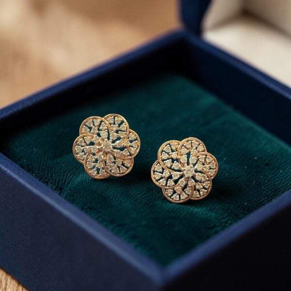 Graceful 1.46 Cts Round Brilliant F/VS1 Diamonds Stud Earrings In 14K Rose Gold