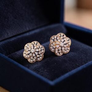 Home 10 Graceful 1.46 Cts Round Brilliant F/VS1 Diamonds Stud Earrings In 14K Rose Gold
