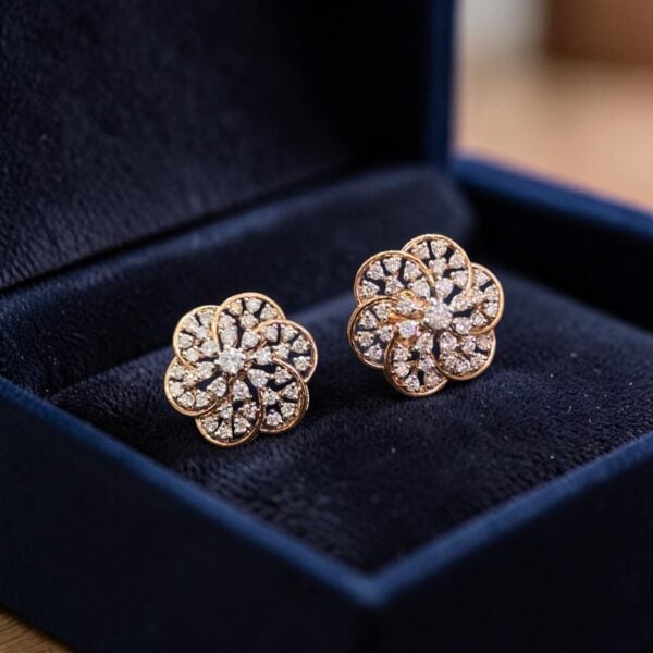 Graceful 1.46 Cts Round Brilliant F/VS1 Diamonds Stud Earrings In 14K Rose Gold