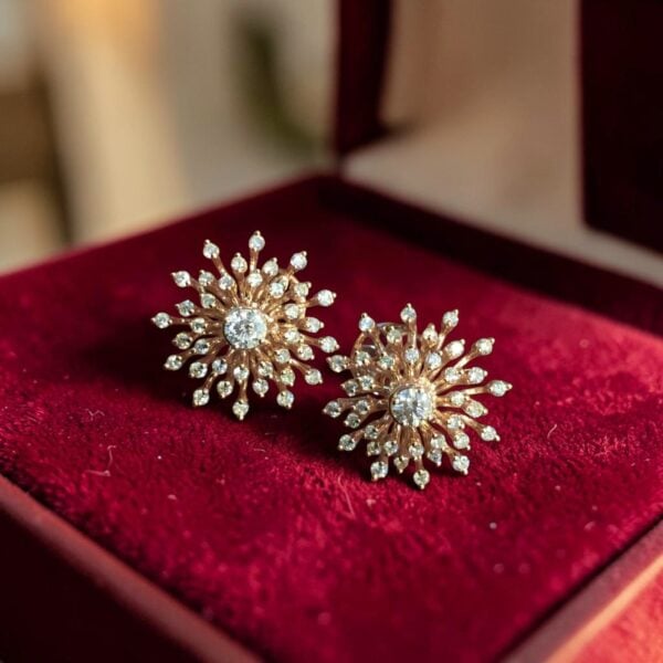 GIA Certified 1.72 Cts Round Brilliant F/VS1 Diamonds Stud Earrings In 14K Gold