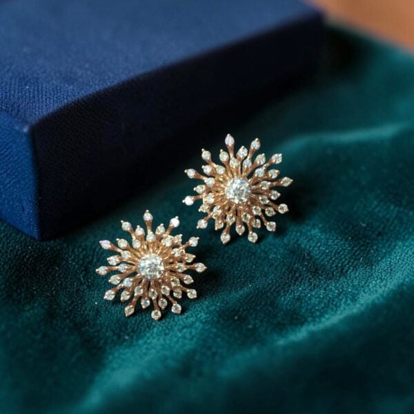 GIA Certified 1.72 Cts Round Brilliant F/VS1 Diamonds Stud Earrings In 14K Gold