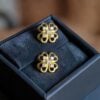 E-312 (11) 0.30 Cts Round Brilliant F/VS1 Diamonds Floral Stud Earrings In 18K Yellow Gold