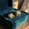 E-312 (12) 0.30 Cts Round Brilliant F/VS1 Diamonds Floral Stud Earrings In 18K Yellow Gold
