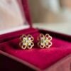 E-312 (9) 0.30 Cts Round Brilliant F/VS1 Diamonds Floral Stud Earrings In 18K Yellow Gold