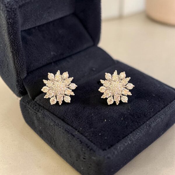 1.33 Ct Round Brilliant F/VS1 Diamonds Snowflake Stud Earrings In 18K White Gold