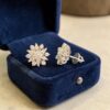 1.33 Ct Round Brilliant F/VS1 Diamonds Snowflake Stud Earrings In 18K White Gold