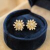 E-568-Y (26) Stunning 1.33 Cts Round Brilliant F/VS1 Diamonds Floral Stud Earrings 18K Gold