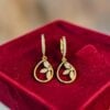 Pavé 0.60 Cts Round Brilliant F/VS1 Diamonds Dangle Earrings In 14K Yellow Gold