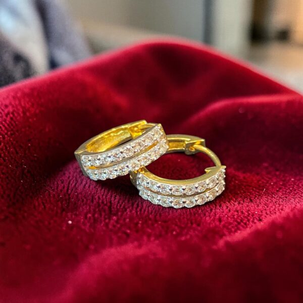 E-597 (33) 0.68 Cts Round Brilliant F/VS1 Diamonds Two-Row Hoop Earrings In 18K Yellow Gold