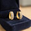 E-597 (34) 0.68 Cts Round Brilliant F/VS1 Diamonds Two-Row Hoop Earrings In 18K Yellow Gold