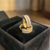 E-597 (35) 0.68 Cts Round Brilliant F/VS1 Diamonds Two-Row Hoop Earrings In 18K Yellow Gold