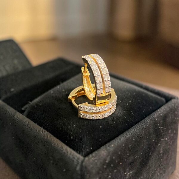 E-597 (35) 0.68 Cts Round Brilliant F/VS1 Diamonds Two-Row Hoop Earrings In 18K Yellow Gold