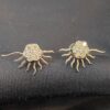 Pave 0.85 Cts Round Brilliant Cut Diamonds Sun Burst Stud Earrings In 18K Gold