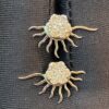 Pave 0.85 Cts Round Brilliant Cut Diamonds Sun Burst Stud Earrings In 18K Gold