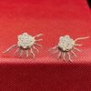 Pave 0.85 Cts Round Brilliant Cut Diamonds Sun Burst Stud Earrings In 18K Gold