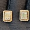 Pave 1.10 Cts Round Baguette Cut Natural Diamonds Stud Earrings In 585 14K Gold