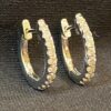 E-603 (5) Stunning 0.36 Cts Round Brilliant Cut Diamonds Petite Hoop Earrings In 18K Gold