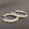 E-603 (8) Stunning 0.36 Cts Round Brilliant Cut Diamonds Petite Hoop Earrings In 18K Gold