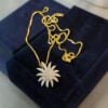 E-607-P (17) Beautiful 0.66 Cts Round Brilliant F/VS1 Diamonds Sunburst Necklace In 14K Gold