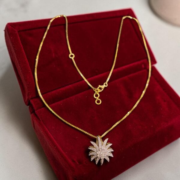 E-607-P (20) Beautiful 0.66 Cts Round Brilliant F/VS1 Diamonds Sunburst Necklace In 14K Gold