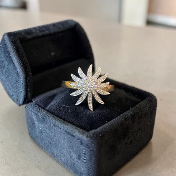 Stunning 1/2 Cts Round Brilliant F/VS1 Diamonds Sunburst Ring In 14K Yellow Gold