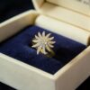 Stunning 1/2 Cts Round Brilliant F/VS1 Diamonds Sunburst Ring In 14K Yellow Gold